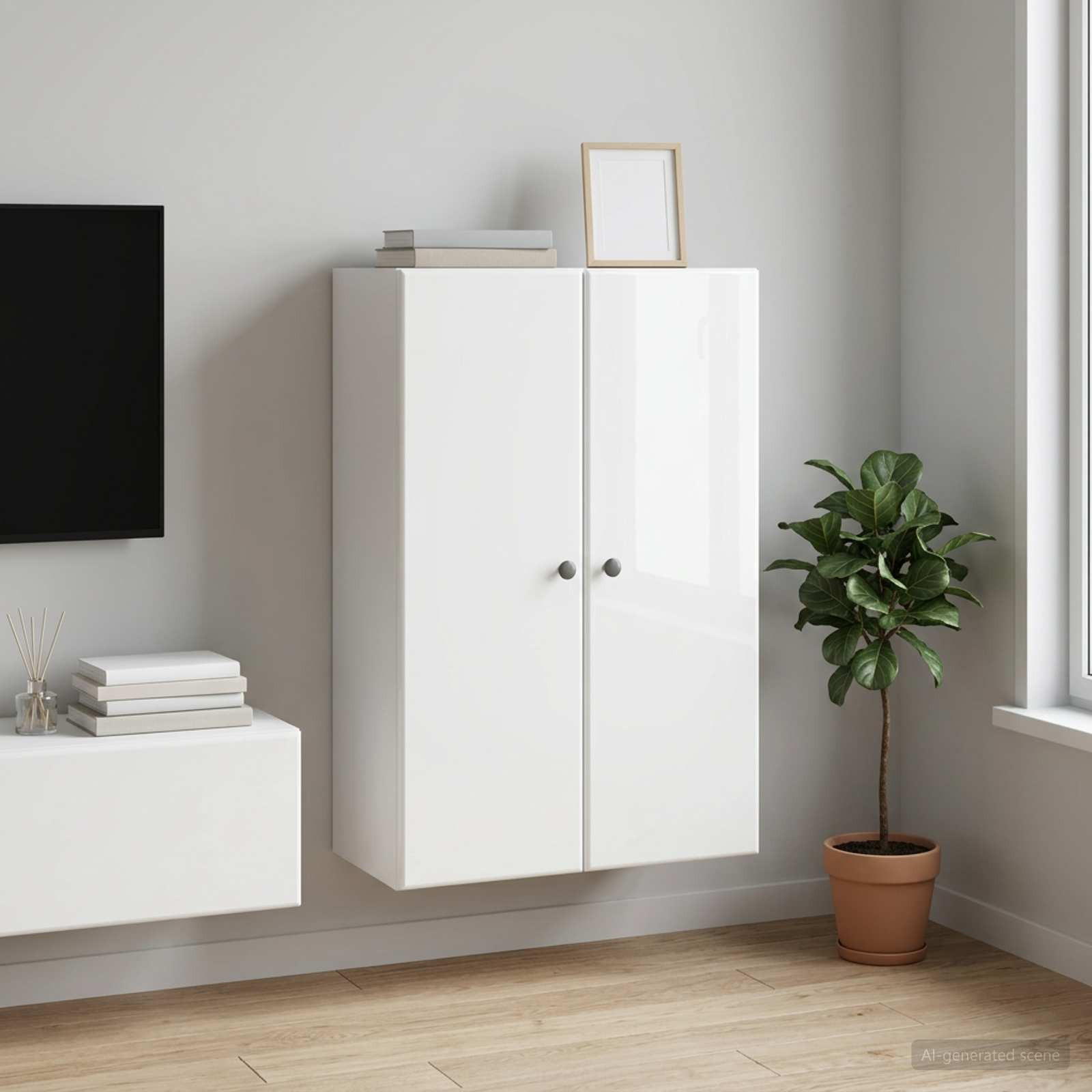 vidaXL Wandschrank Hochglanz Weiß 66 x 34,5 x 90 cm Holzwerkstoff