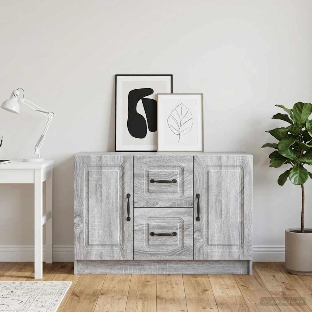 vidaXL Sideboard Graues Sonoma 89 x 34,5 x 57 cm Holzwerkstoff