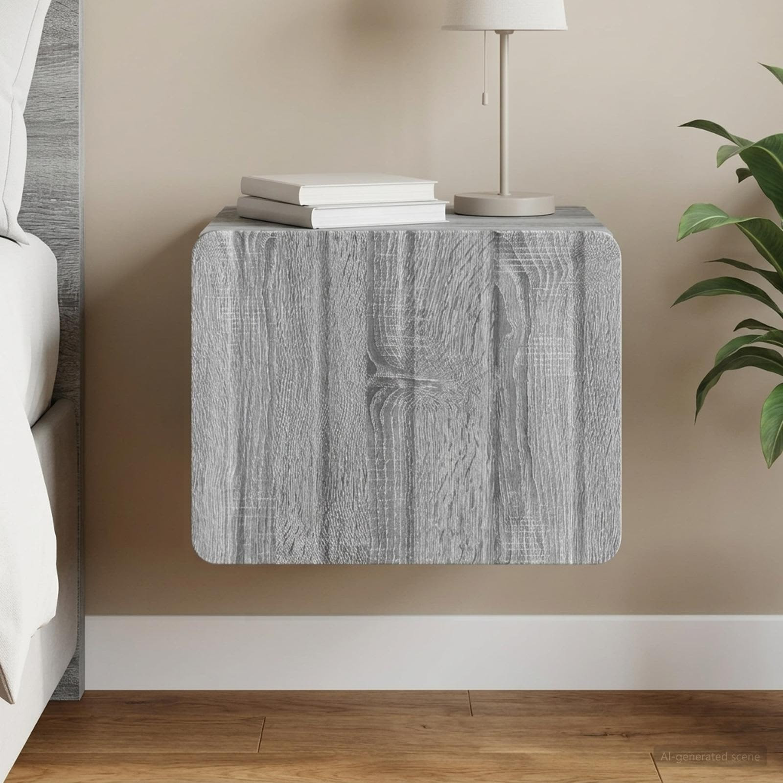 vidaXL Wandmontierter Nachttisch Graues Sonoma 33 x 34,5 x 24 cm