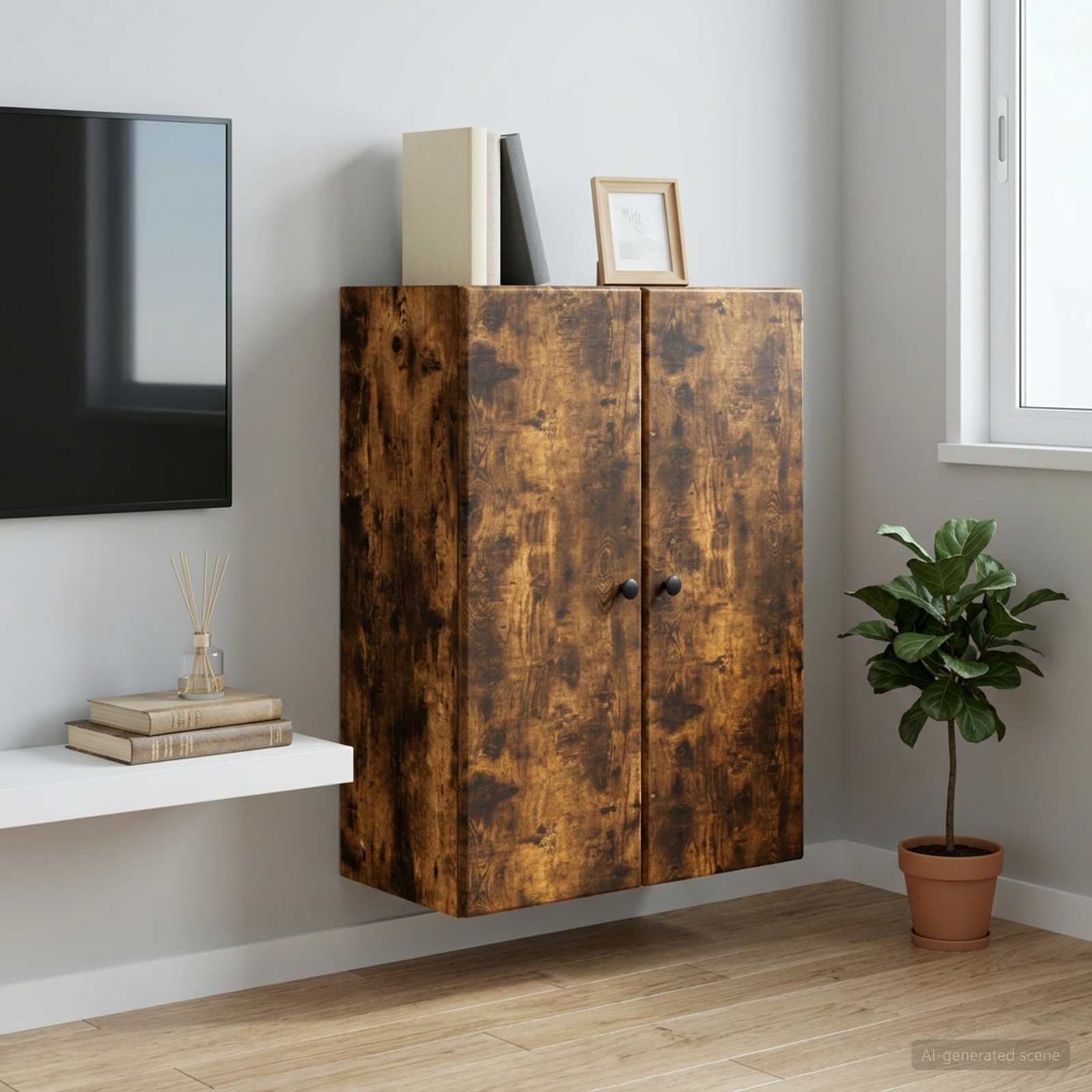 vidaXL Wandschrank Geräucherte Eiche 66 x 34,5 x 90 cm Holzwerkstoff