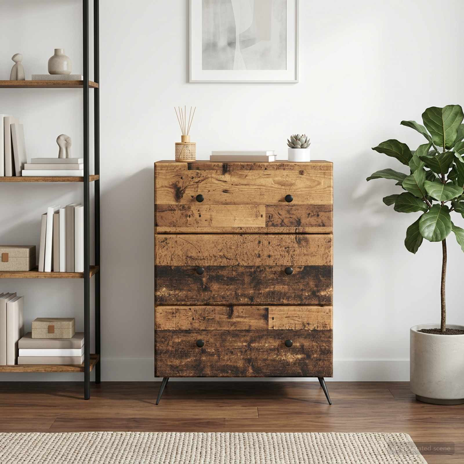 vidaXL Schubladenschrank Altholz 66 x 34,5 x 90 cm Holzwerkstoff