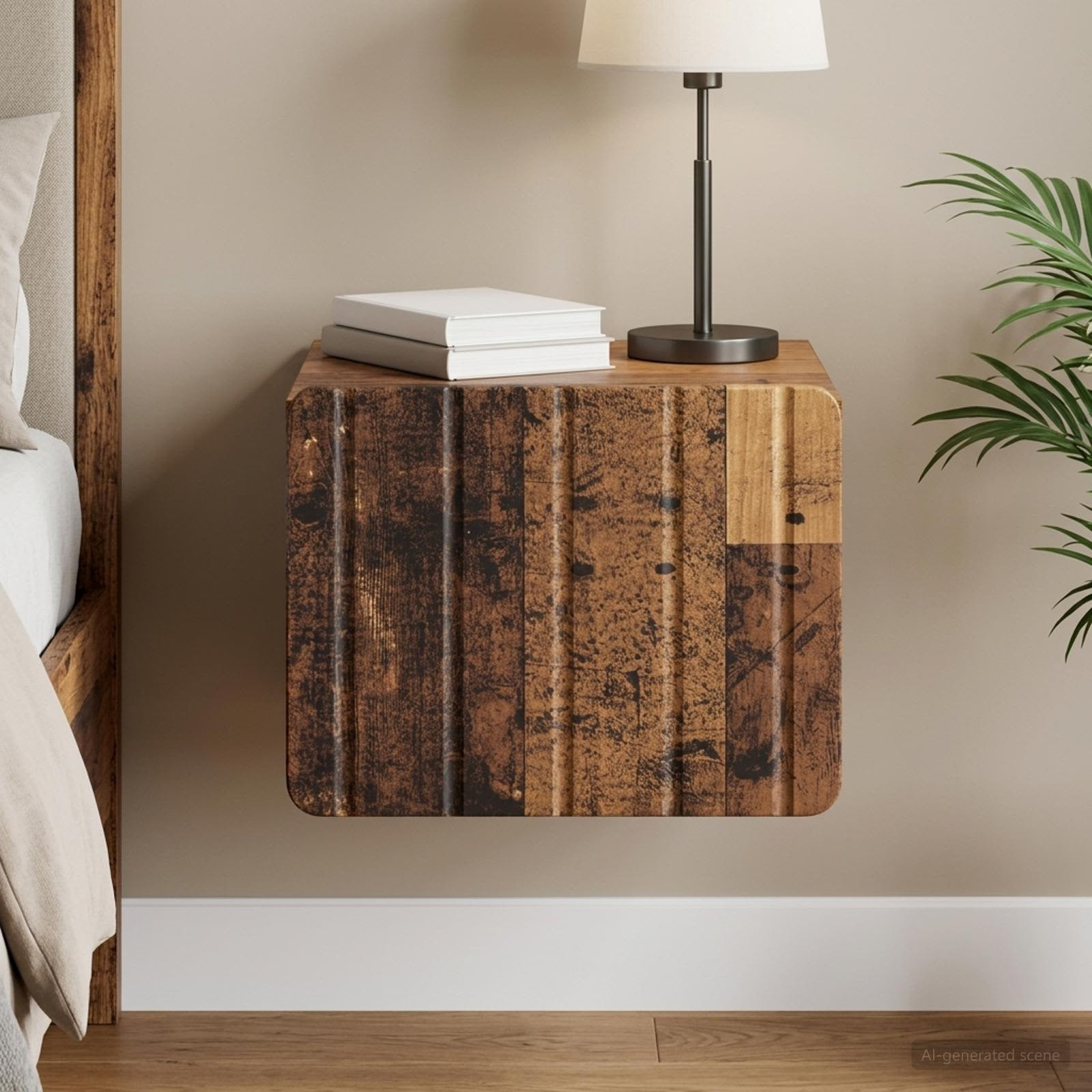 vidaXL Wandmontierter Nachttisch Altholz 33 x 34,5 x 24 cm