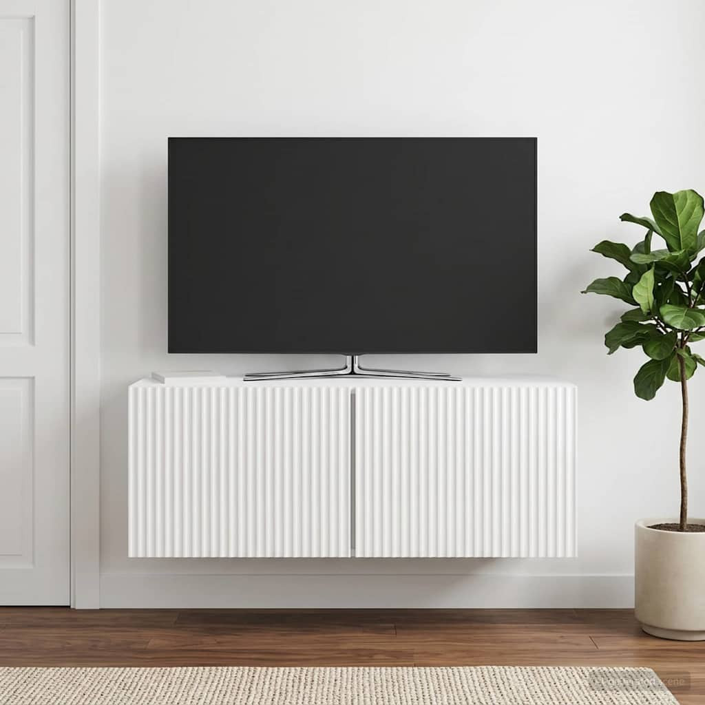 vidaXL Wandmontierter TV-Schrank Hochglanz Weiß 78,5 x 31 x 30 cm