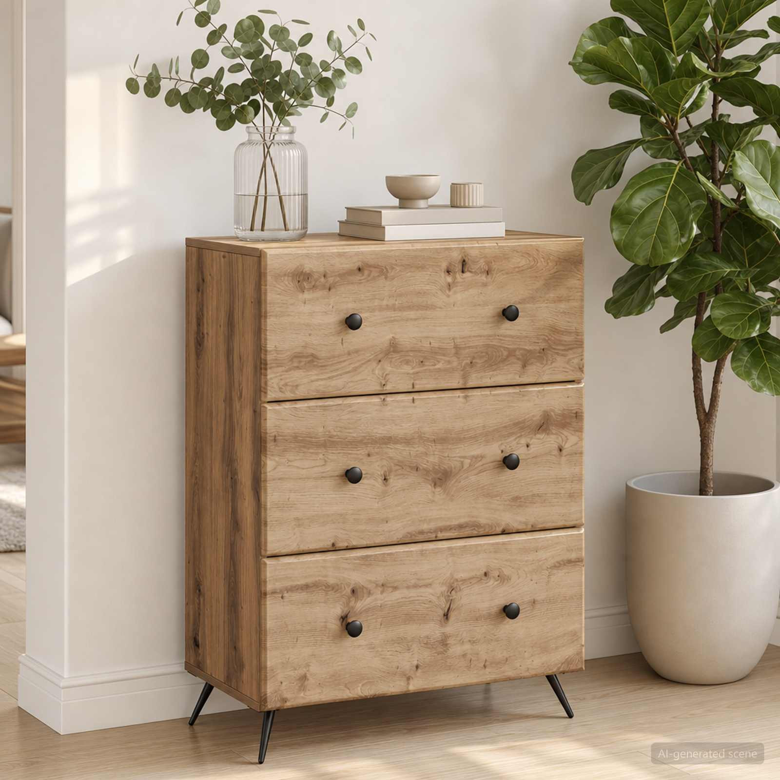vidaXL Schubladenschrank 66 x 34,5 x 90 cm Holzwerkstoff Artisan-Eiche