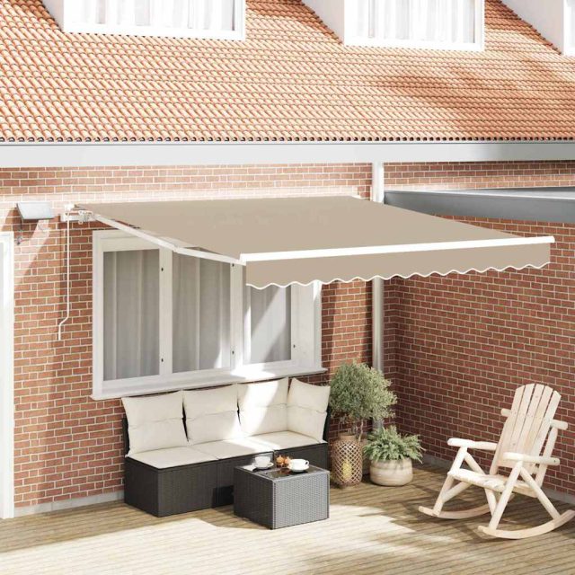 vidaXL Ausziehbare Markise Beige 300 x 250 cm Stoff und Aluminium