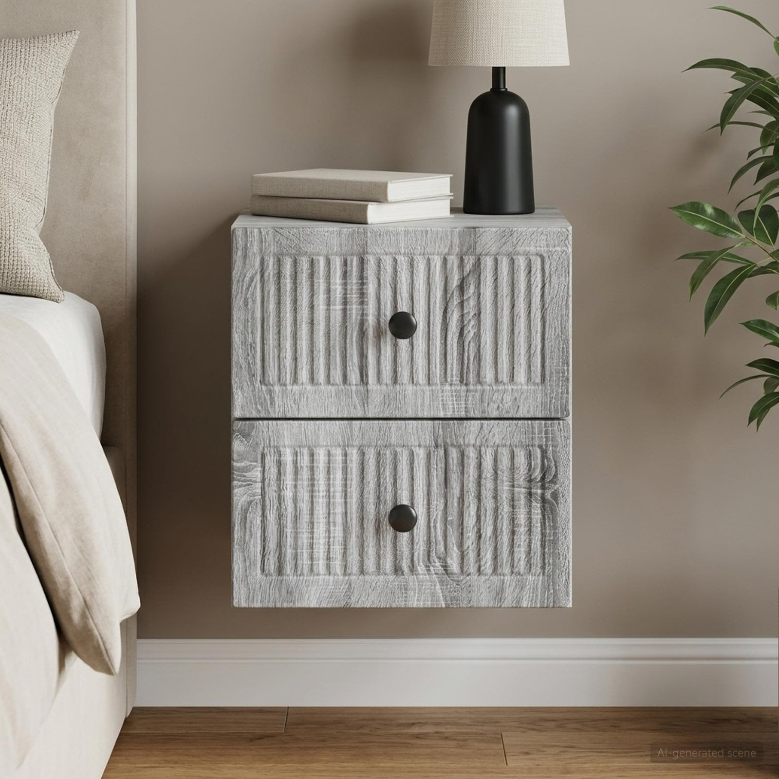 vidaXL Wandmontierter Nachttisch Graues Sonoma 33 x 34,5 x 40 cm