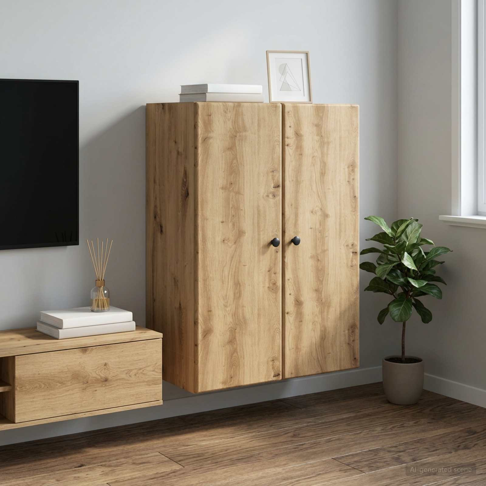 vidaXL Wandschrank 66 x 34,5 x 90 cm Holzwerkstoff Artisan-Eiche