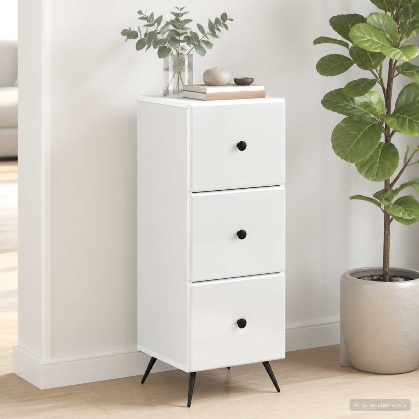 vidaXL Schubladenschrank Weiß 33 x 34,5 x 90 cm Holzwerkstoff