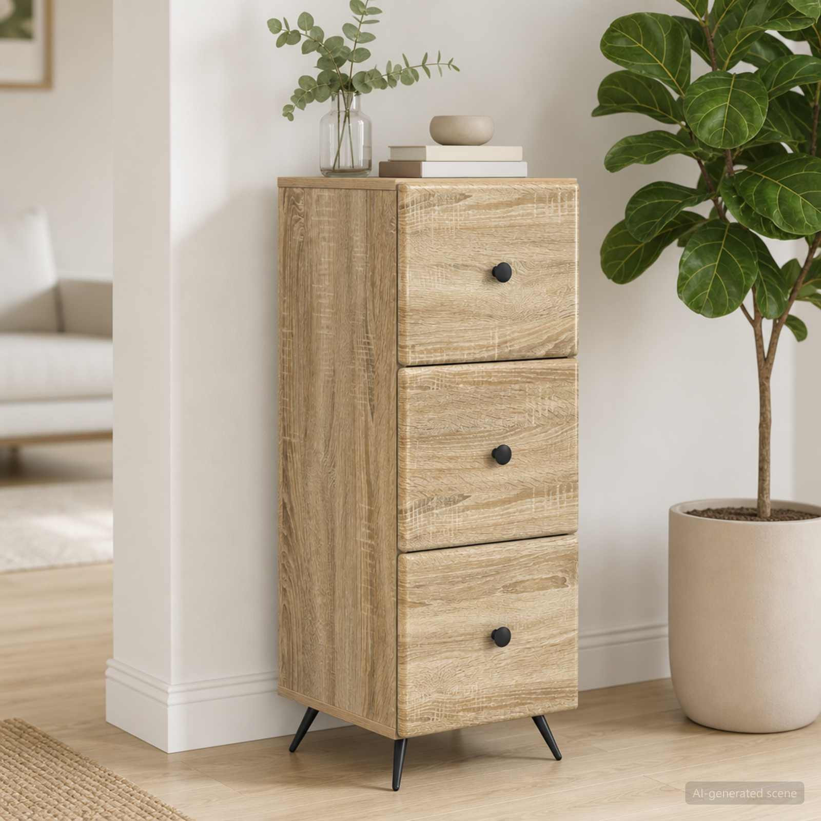 vidaXL Schubladenschrank Sonoma-Eiche 33 x 34,5 x 90 cm Holzwerkstoff