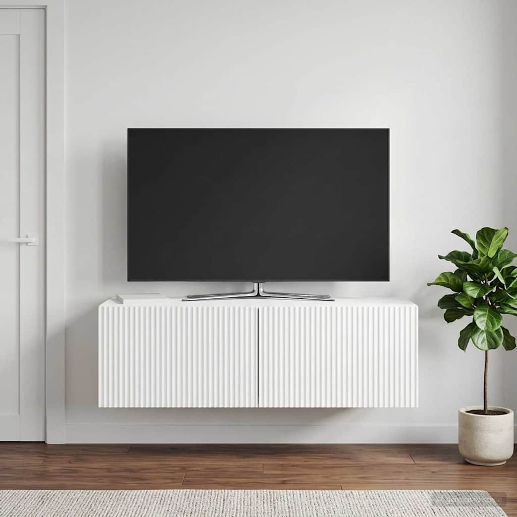 vidaXL Wandmontierter TV-Schrank Hochglanz Weiß 98 x 31 x 30 cm