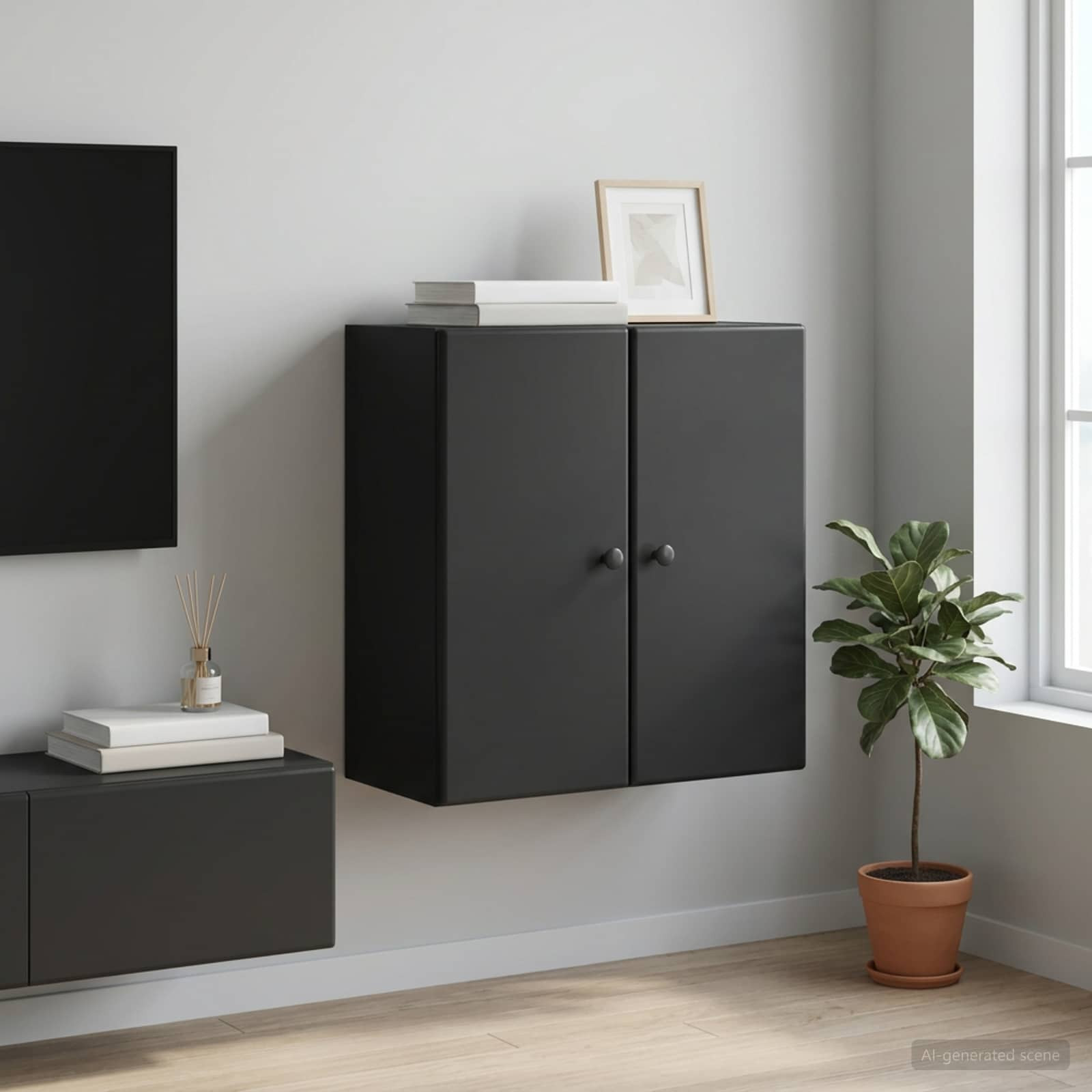 vidaXL Wandschrank Schwarz 59 x 31 x 60 cm Holzwerkstoff