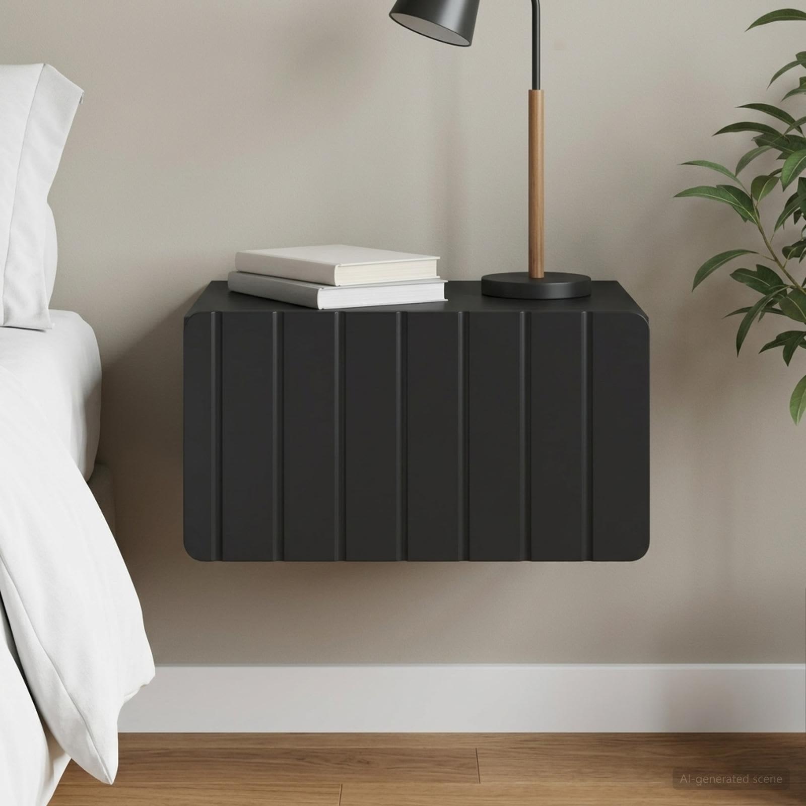 vidaXL Wandmontierter Nachttisch Schwarz 49 x 34,5 x 24 cm