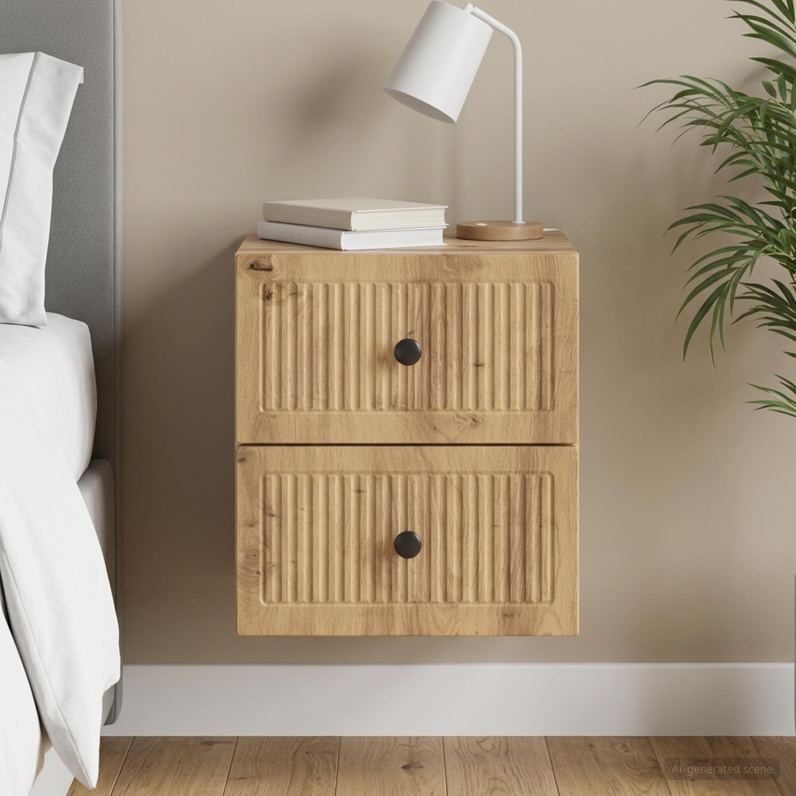 vidaXL Wandmontierter Nachttisch Artisan-Eiche 33 x 34,5 x 40 cm