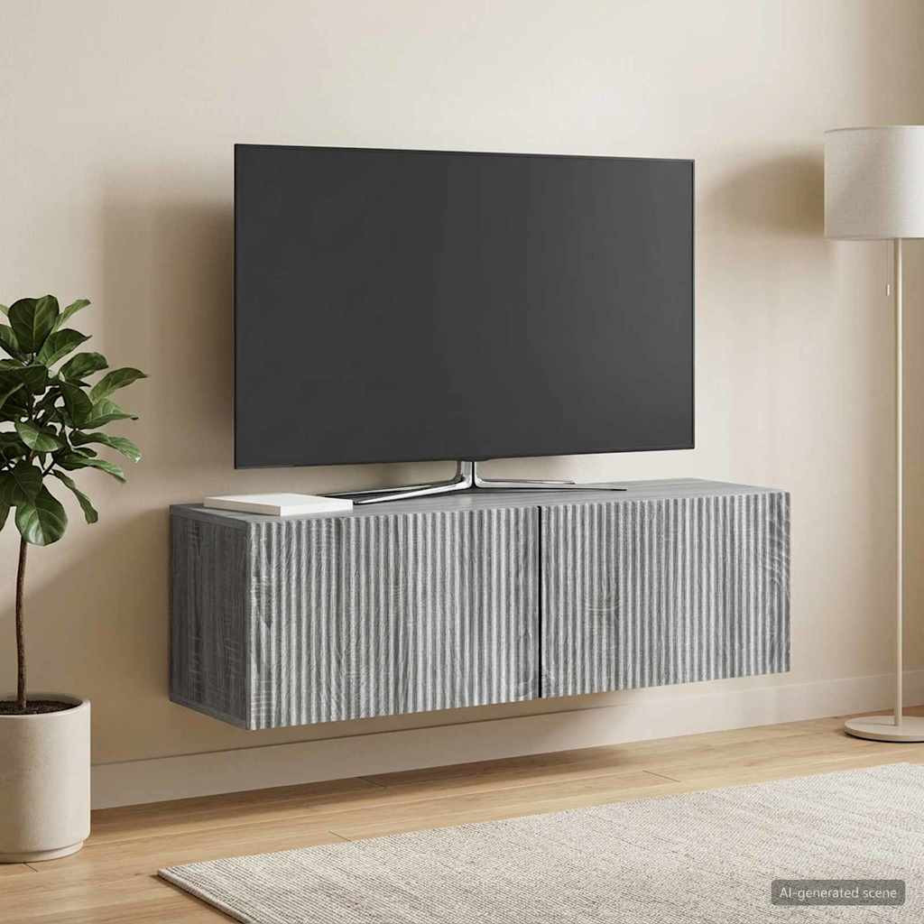 vidaXL Wandmontierter TV-Schrank Graues Sonoma 98 x 31 x 30 cm