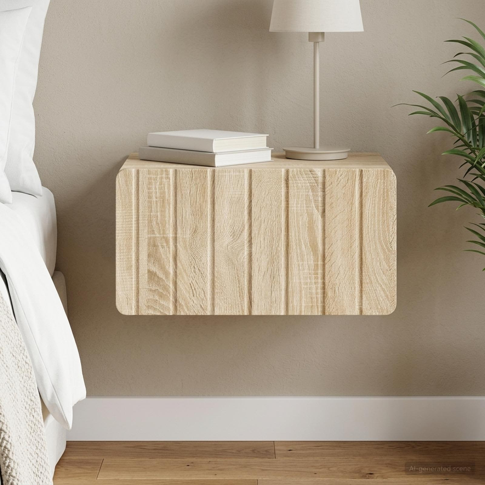 vidaXL Wandmontierter Nachttisch Sonoma-Eiche 49 x 34,5 x 24 cm
