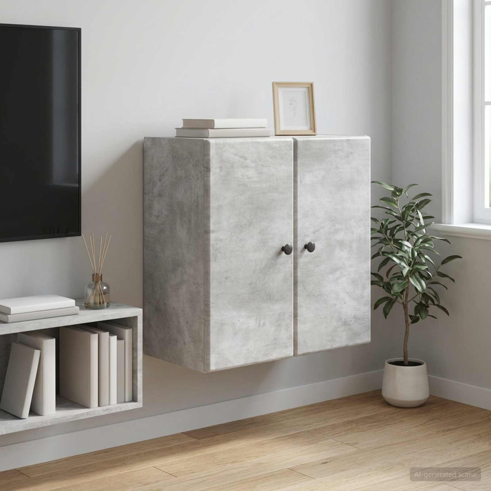 vidaXL Wandschrank Betongrau 59 x 31 x 60 cm Holzwerkstoff