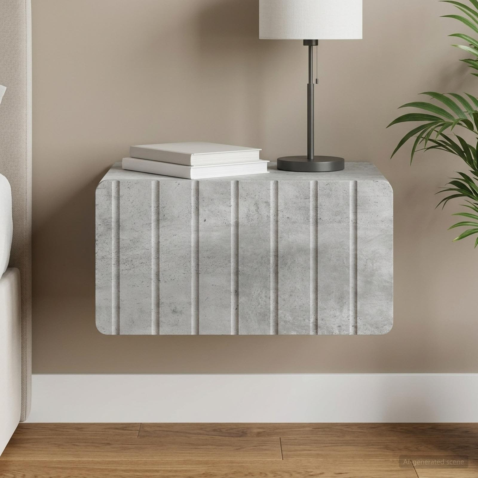 vidaXL Wandmontierter Nachttisch Betongrau 49 x 34,5 x 24 cm