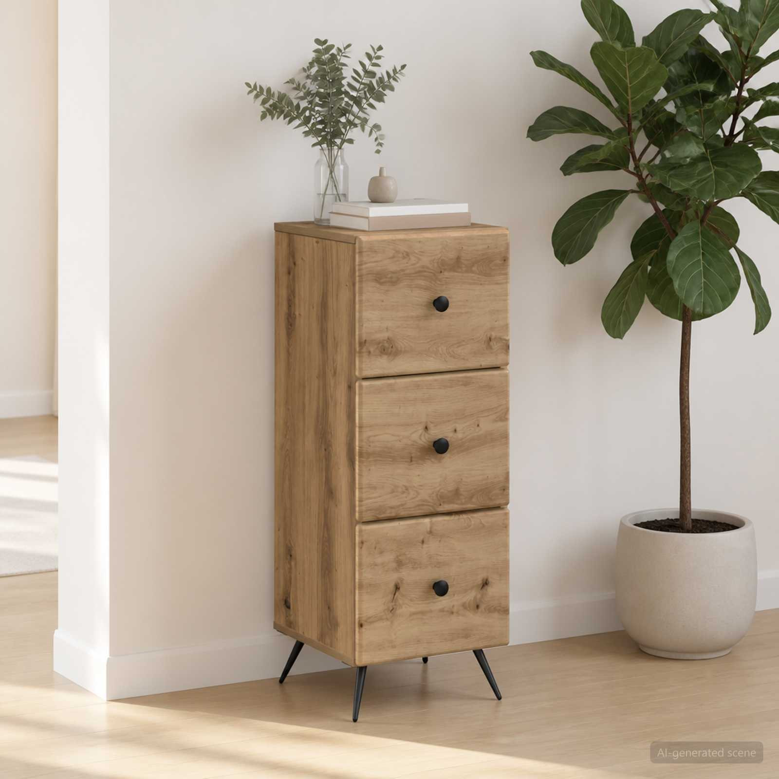 vidaXL Schubladenschrank 33 x 34,5 x 90 cm Holzwerkstoff Artisan-Eiche