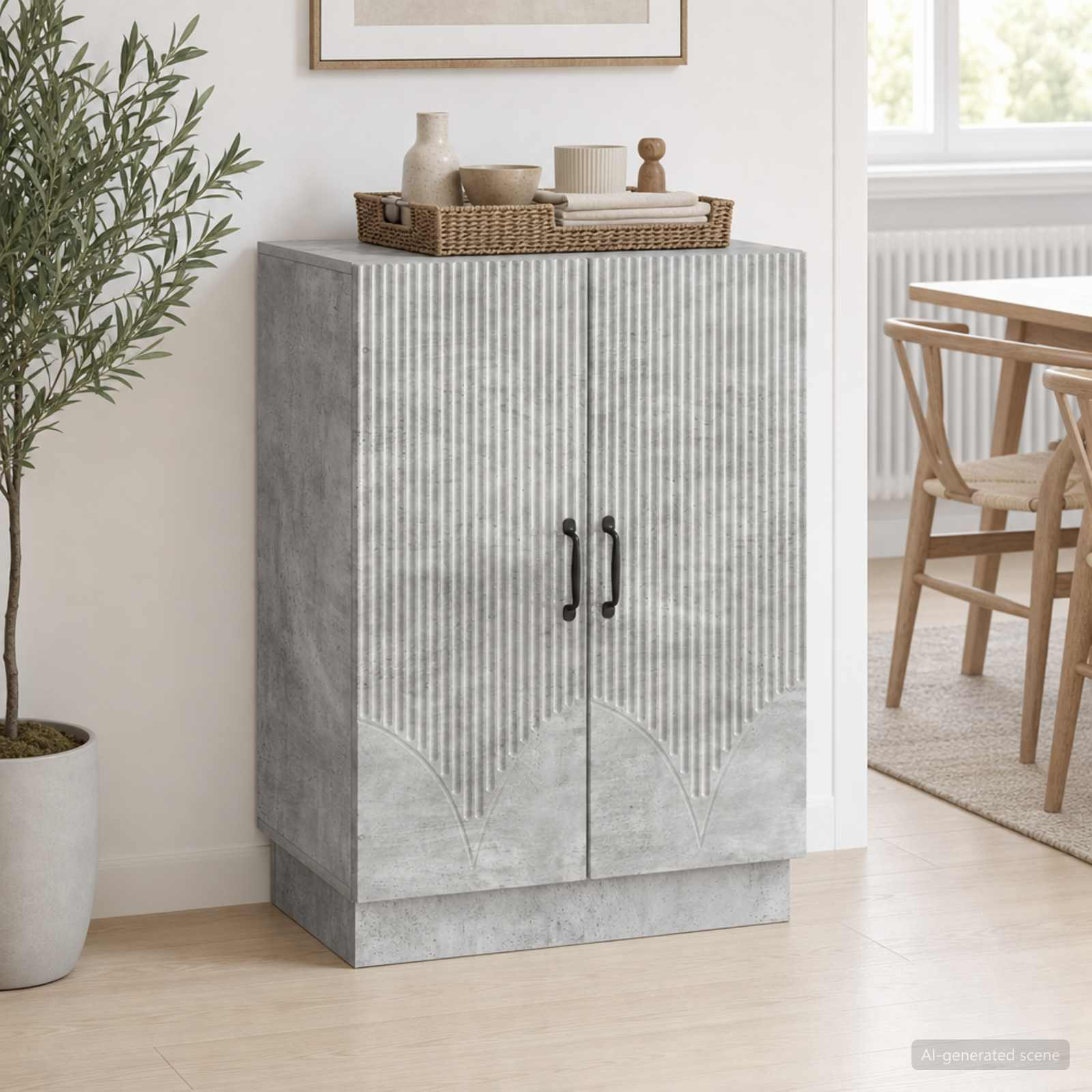 vidaXL Sideboard Betongrau 66 x 34,5 x 87 cm Holzwerkstoff