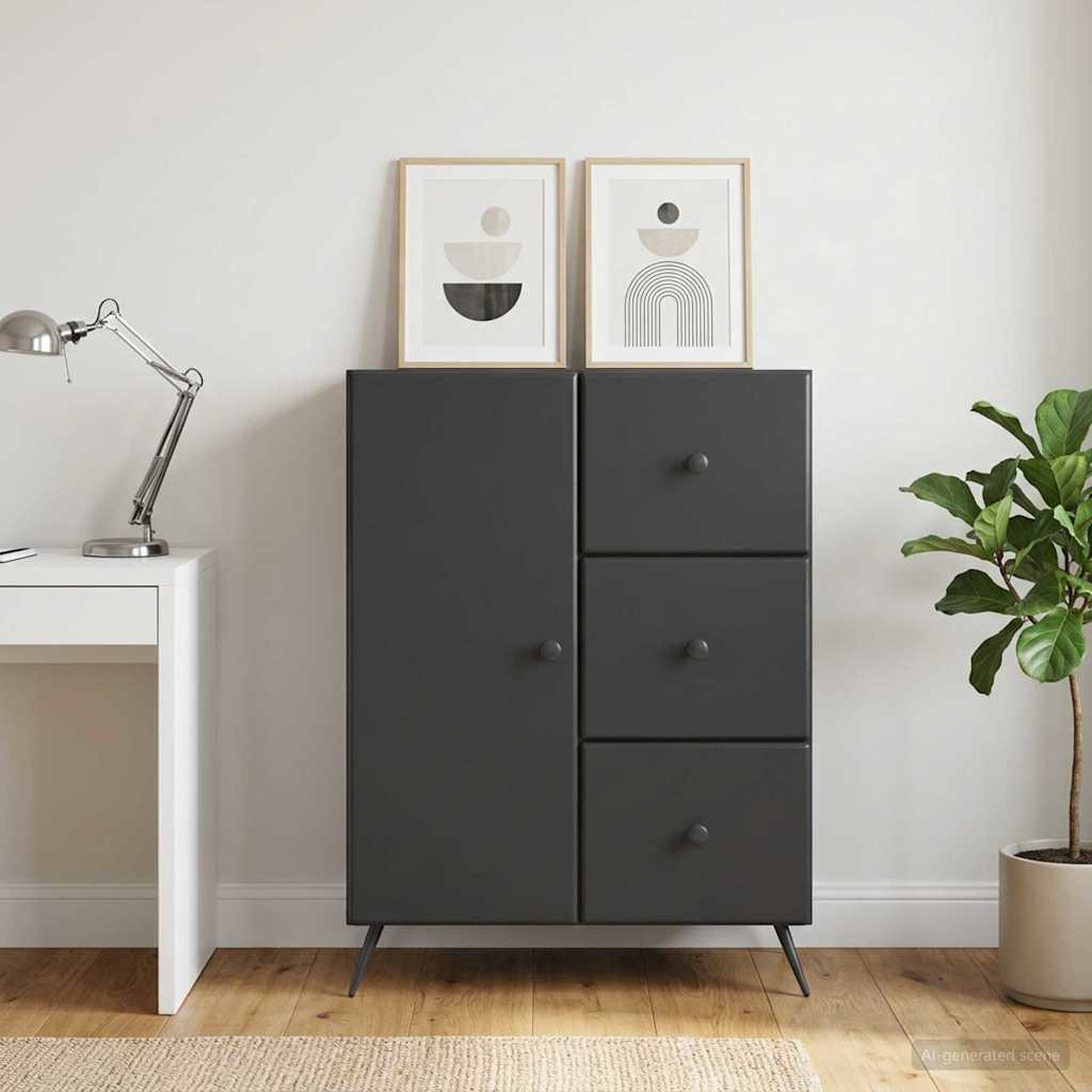 vidaXL Sideboard Schwarz 66 x 34,5 x 90 cm Holzwerkstoff