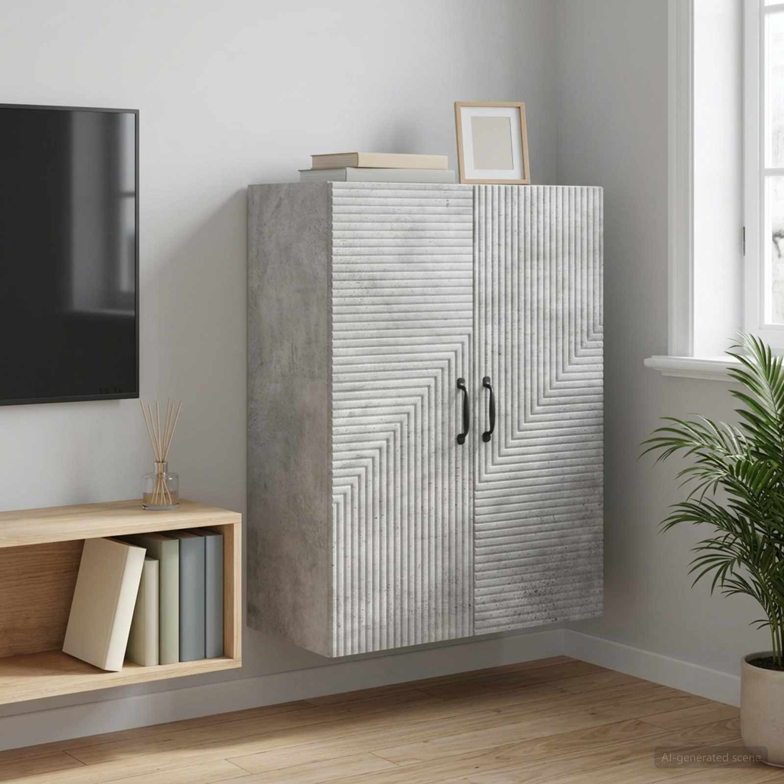 vidaXL Wandschrank Betongrau 66 x 34,5 x 90 cm Holzwerkstoff