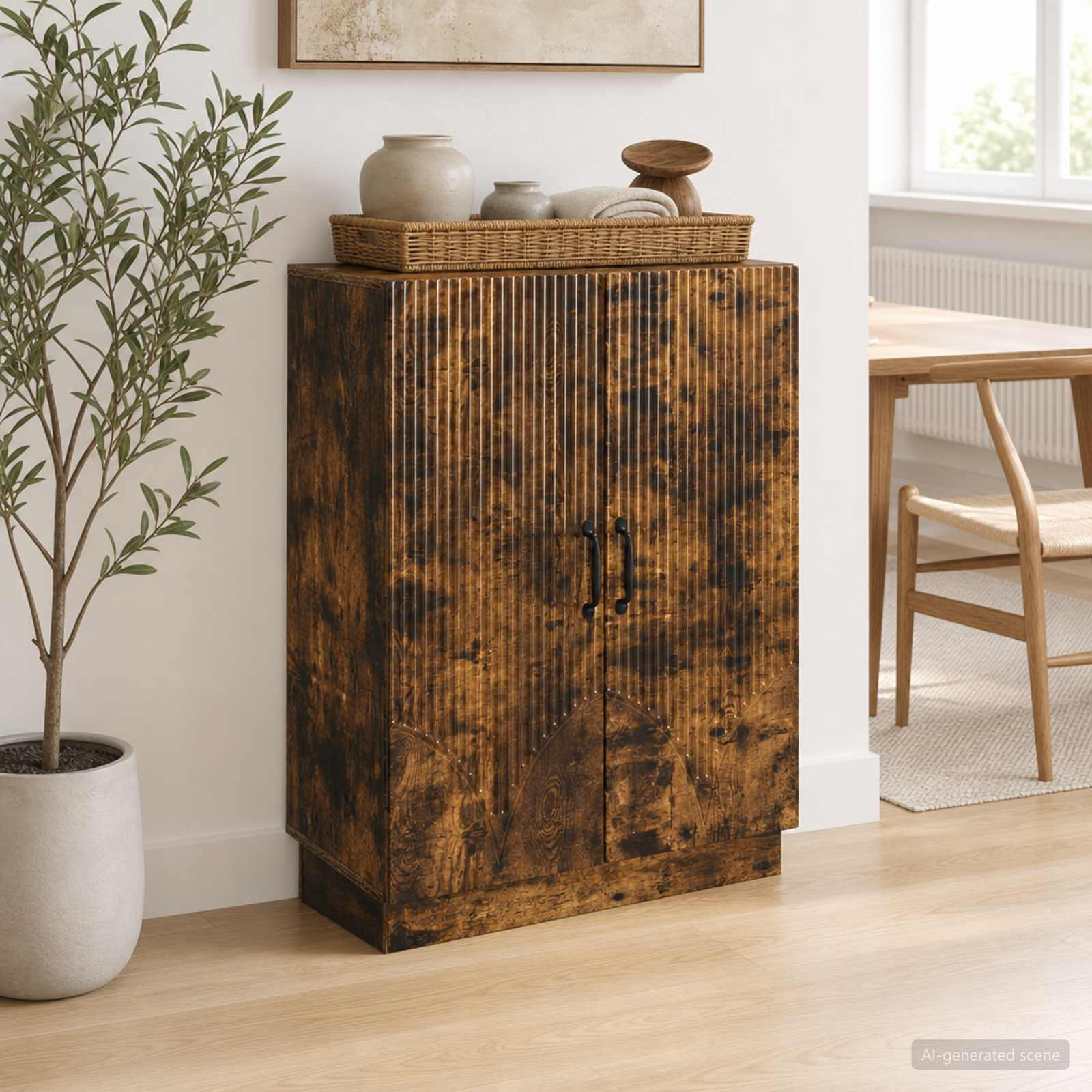 vidaXL Sideboard Geräucherte Eiche 66 x 34,5 x 87 cm Holzwerkstoff