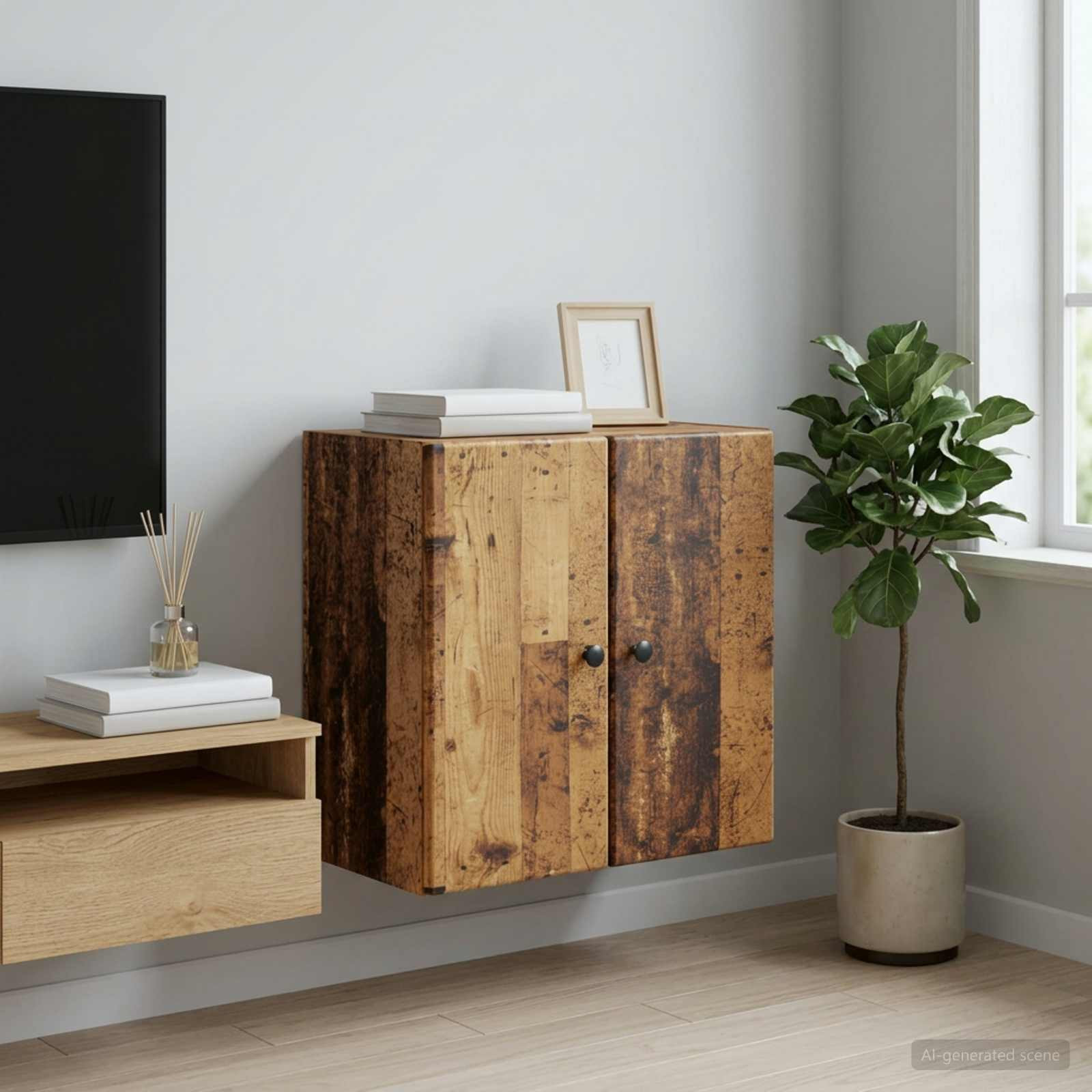 vidaXL Wandschrank Altholz 59 x 31 x 60 cm Holzwerkstoff