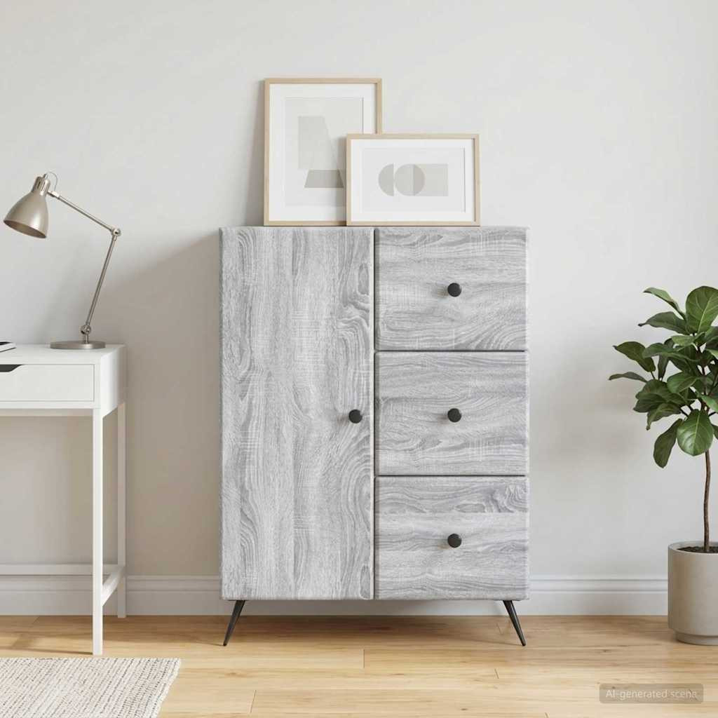 vidaXL Sideboard Graues Sonoma 66 x 34,5 x 90 cm Holzwerkstoff