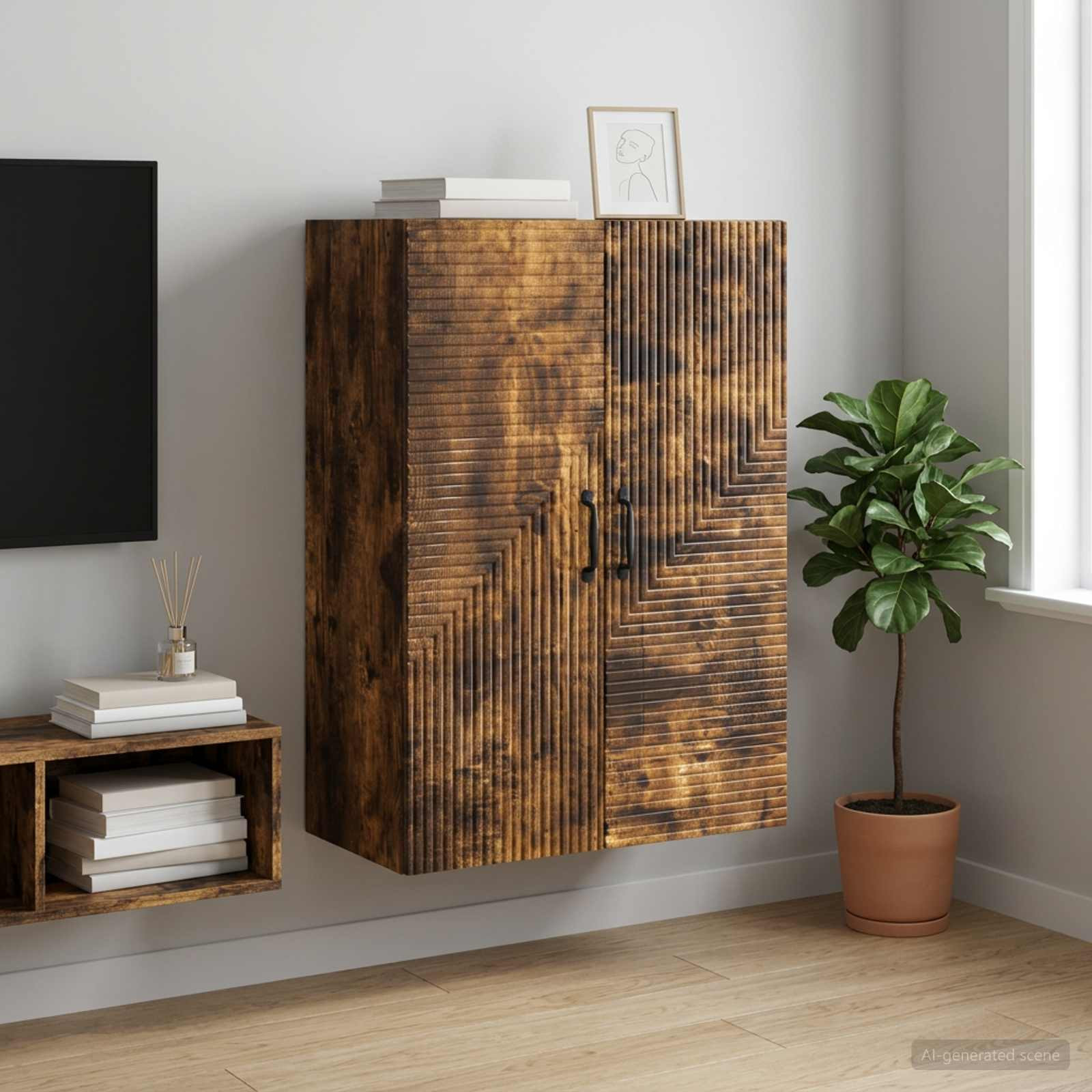 vidaXL Wandschrank Geräucherte Eiche 66 x 34,5 x 90 cm Holzwerkstoff