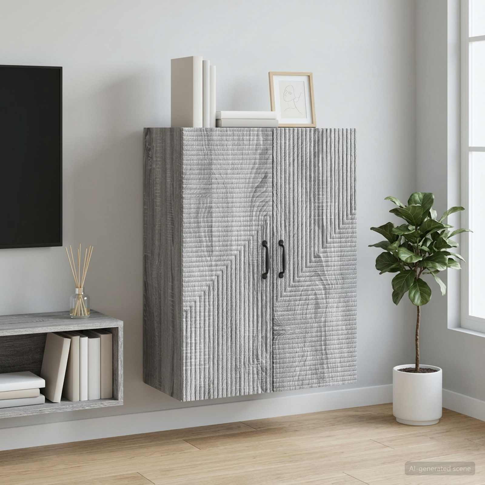 vidaXL Wandschrank Grau Sonoma 66 x 34,5 x 90 cm Holzwerkstoff