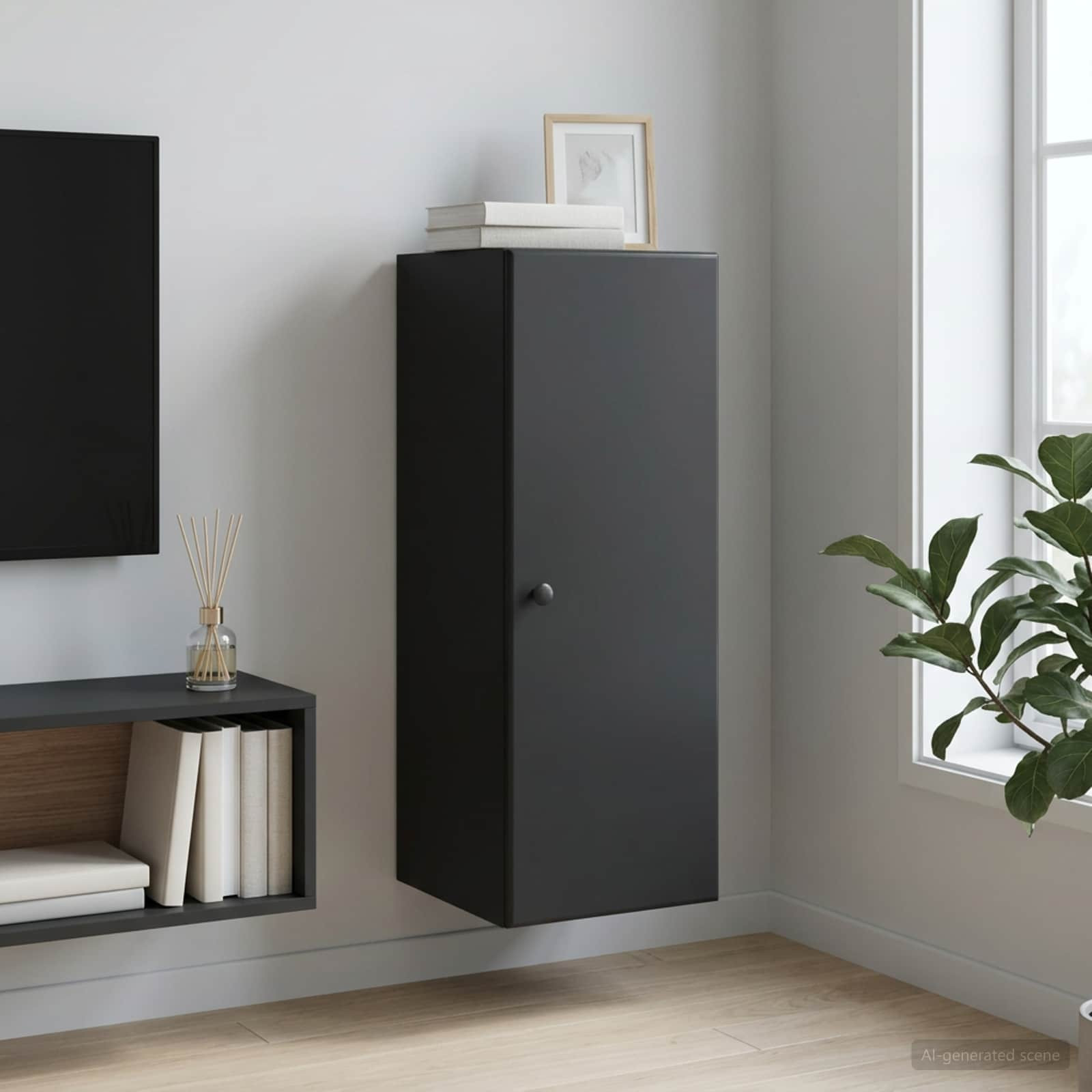 vidaXL Wandschrank Schwarz 33 x 34,5 x 90 cm Holzwerkstoff