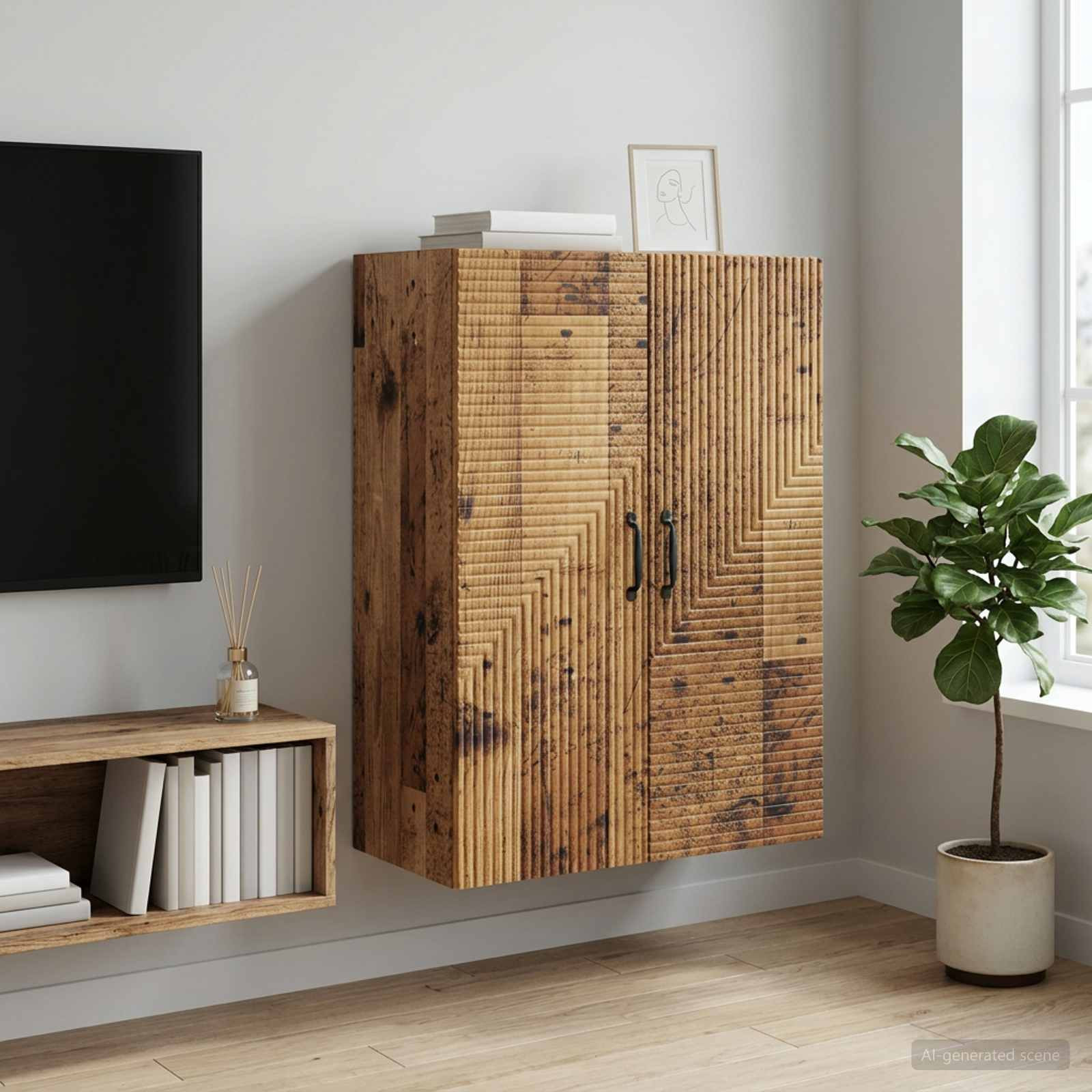 vidaXL Wandschrank Altholz 66 x 34,5 x 90 cm Holzwerkstoff
