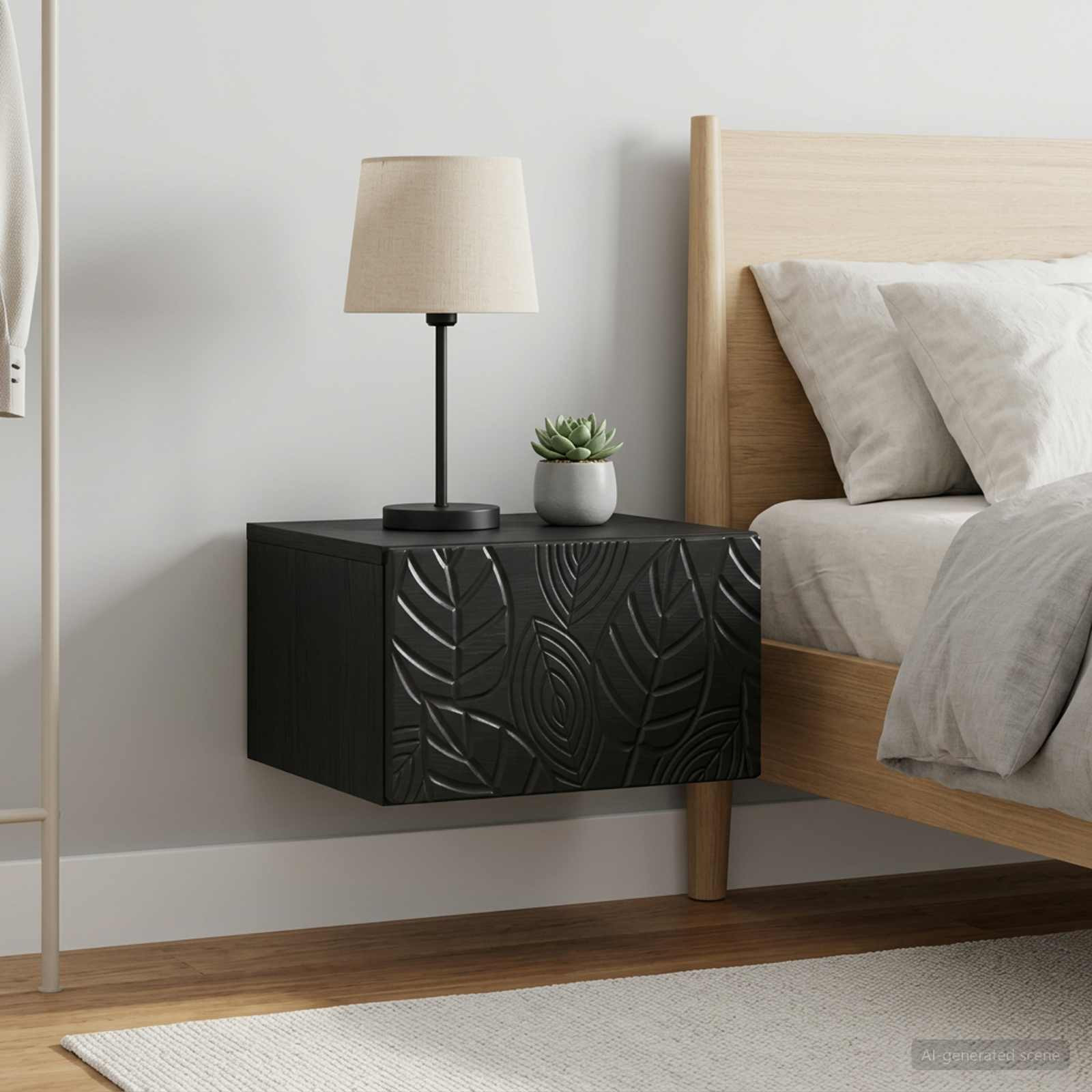 vidaXL Wandmontierter Nachttisch 2 pcs Schwarz 49 x 34,5 x 20 cm