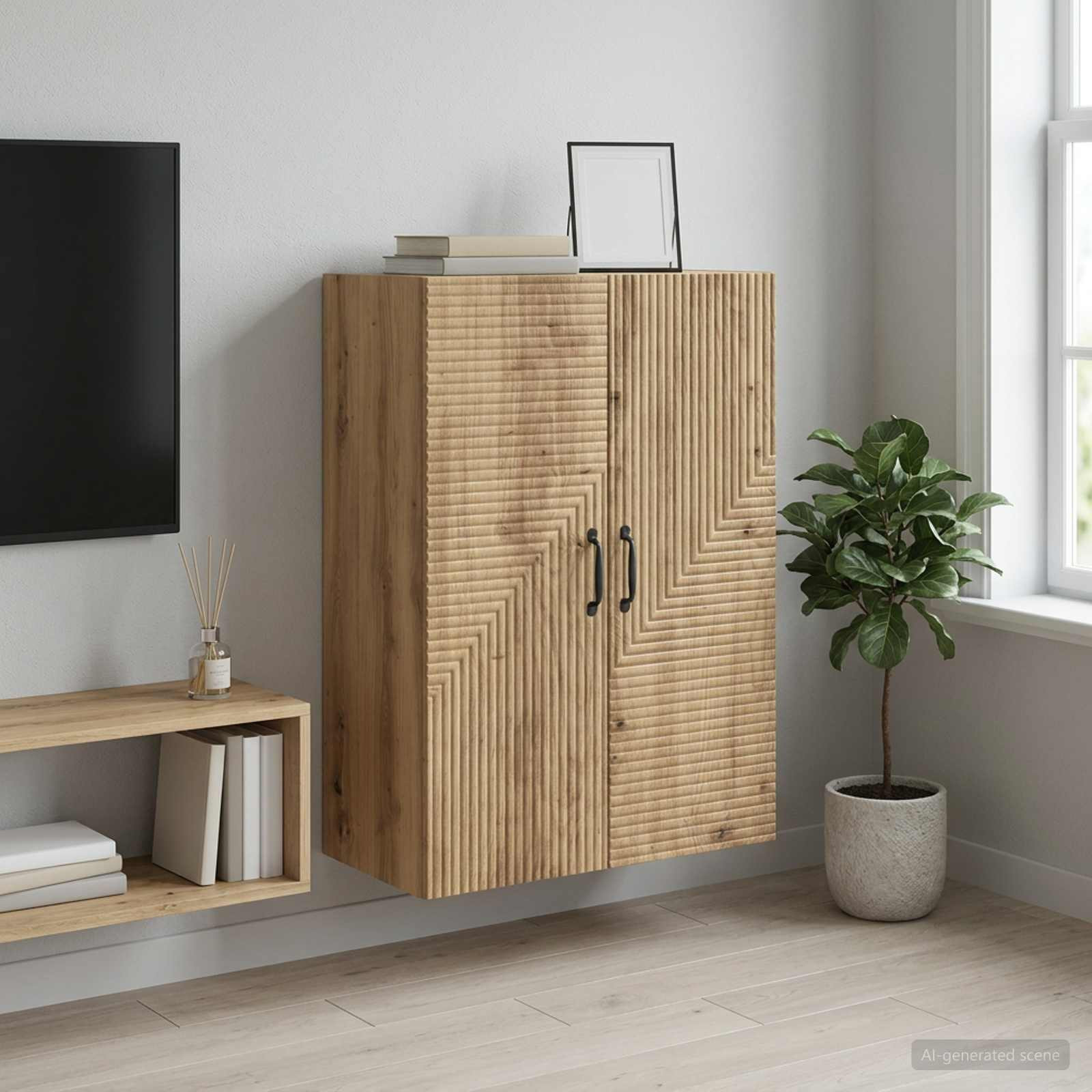 vidaXL Wandschrank 66 x 34,5 x 90 cm Holzwerkstoff Artisan-Eiche