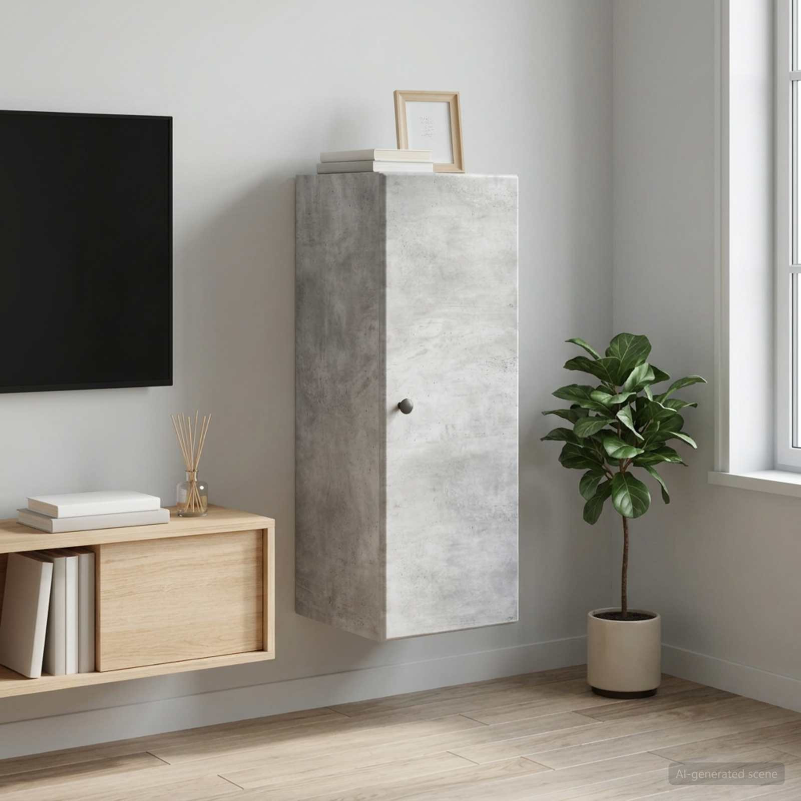 vidaXL Wandschrank Betongrau 33 x 34,5 x 90 cm Holzwerkstoff