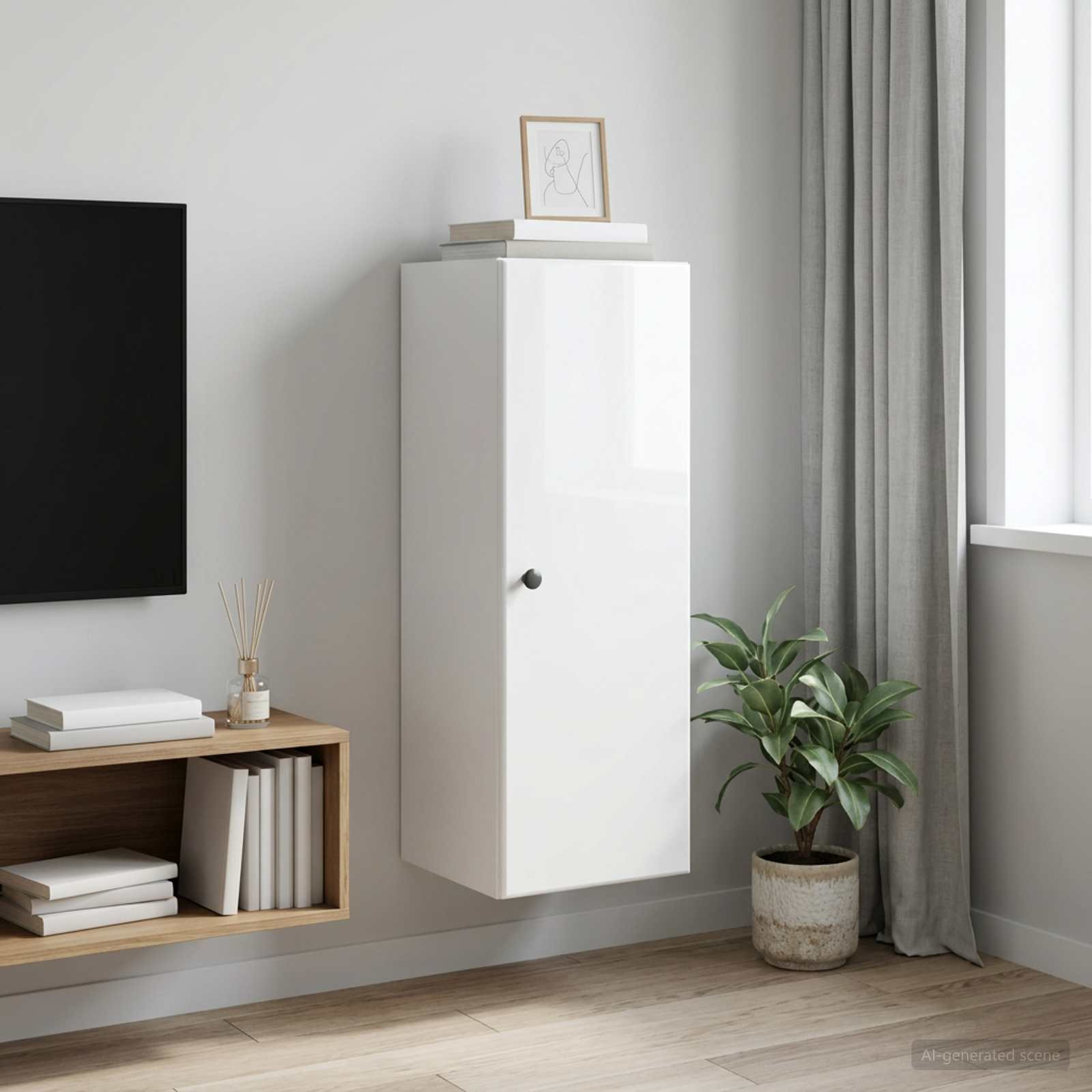 vidaXL Wandschrank Hochglanz Weiß 33 x 34,5 x 90 cm Holzwerkstoff