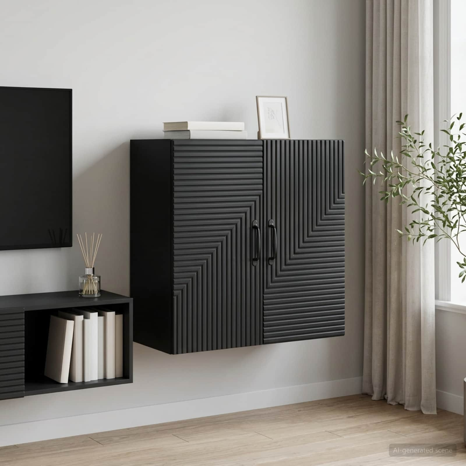 vidaXL Wandschrank Schwarz 59 x 31 x 60 cm Holzwerkstoff