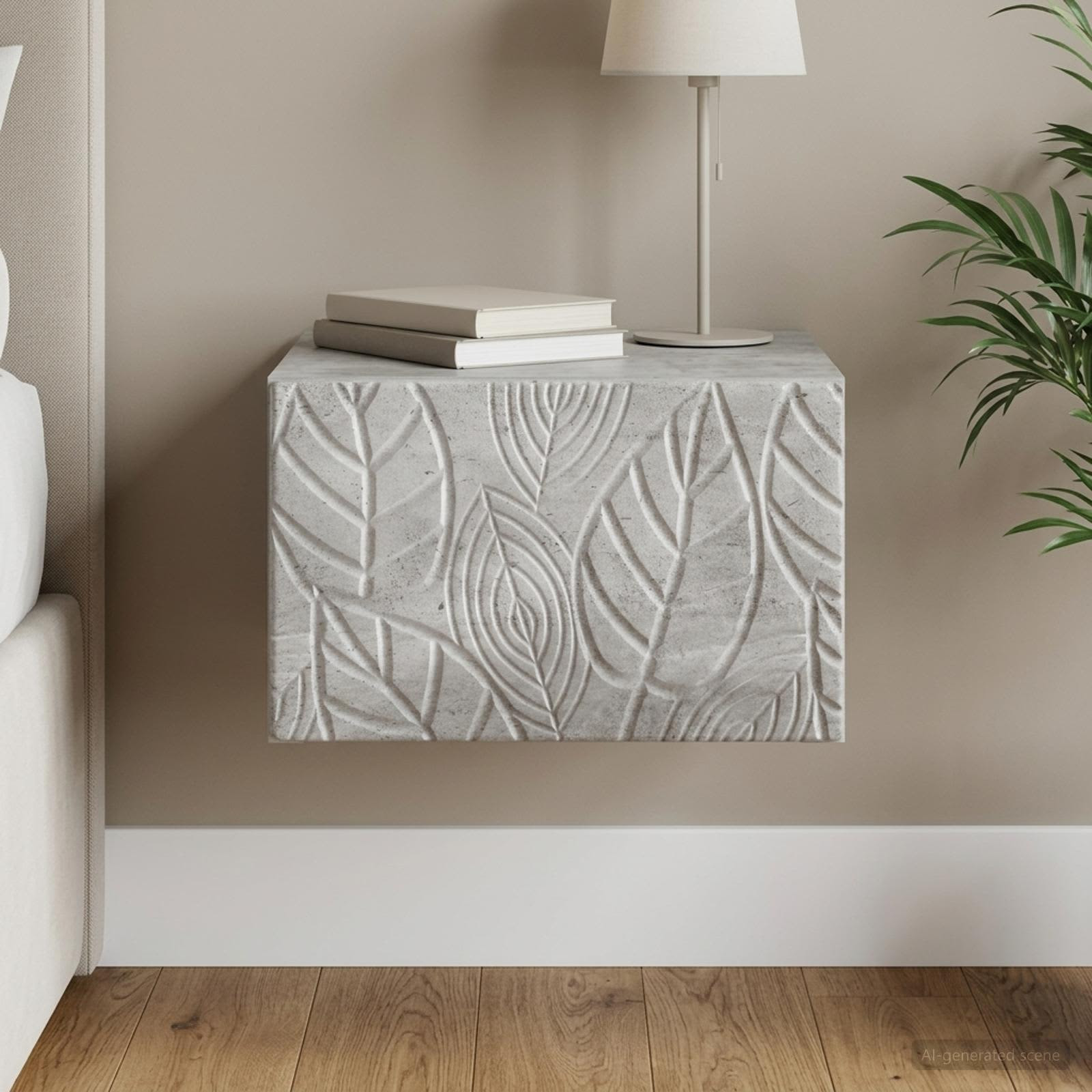 vidaXL Wandmontierter Nachttisch Betongrau 49 x 34,5 x 20 cm