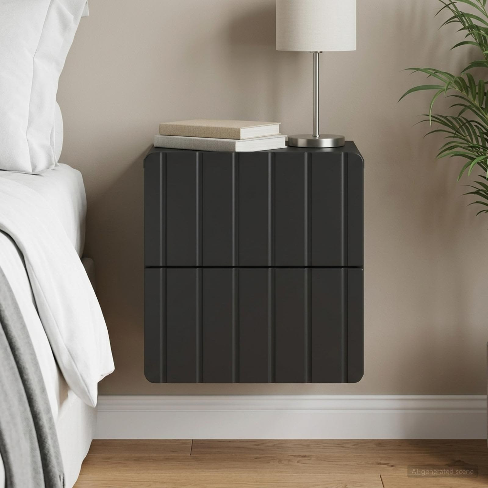 vidaXL Wandmontierter Nachttisch Schwarz 33 x 34,5 x 43 cm