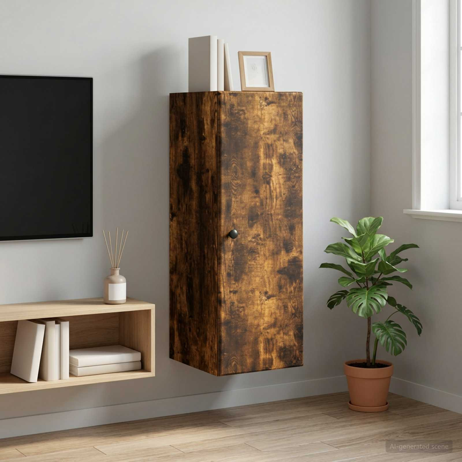 vidaXL Wandschrank Geräucherte Eiche 33 x 34,5 x 90 cm Holzwerkstoff