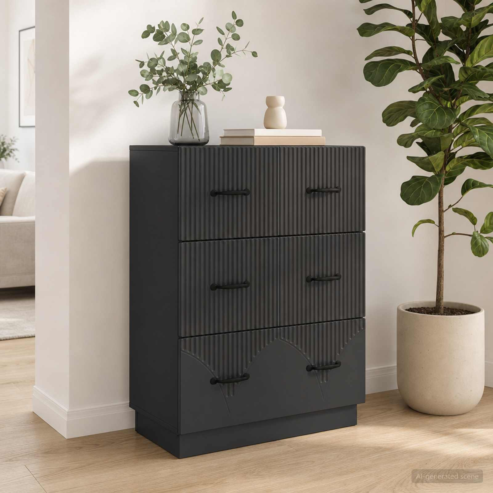 vidaXL Schubladenschrank Schwarz 66 x 34,5 x 87 cm Holzwerkstoff