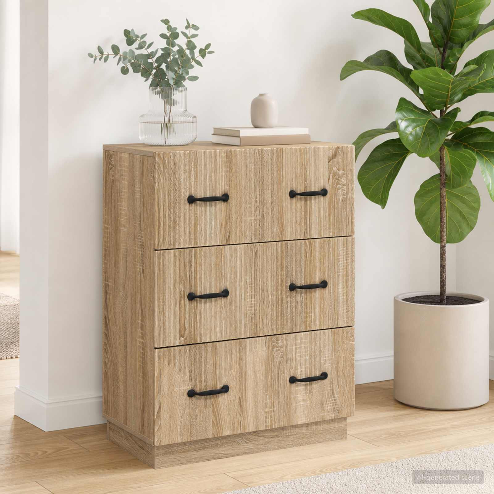 vidaXL Schubladenschrank Sonoma-Eiche 66 x 34,5 x 87 cm Holzwerkstoff