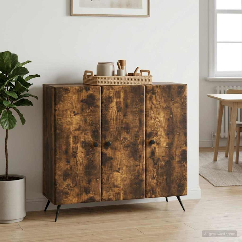 vidaXL Sideboard Geräucherte Eiche 89 x 34,5 x 80 cm Holzwerkstoff
