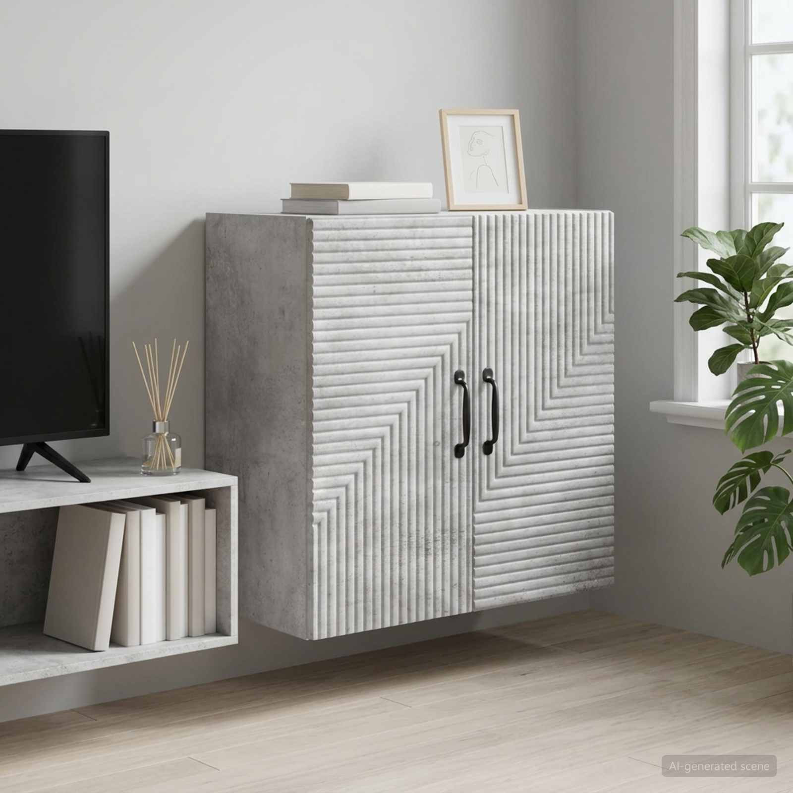 vidaXL Wandschrank Betongrau 59 x 31 x 60 cm Holzwerkstoff