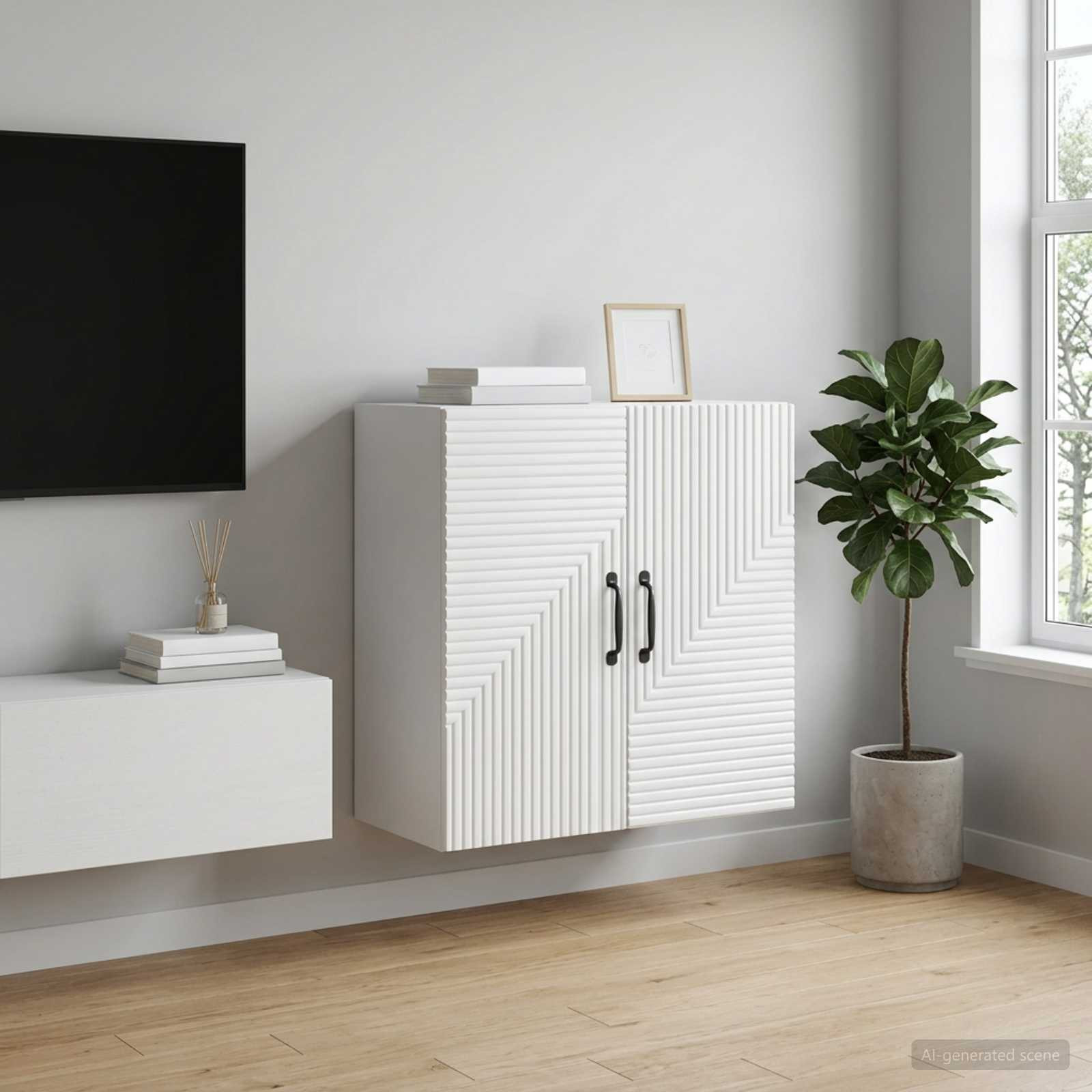 vidaXL Wandschrank Hochglanz Weiß 59 x 31 x 60 cm Holzwerkstoff