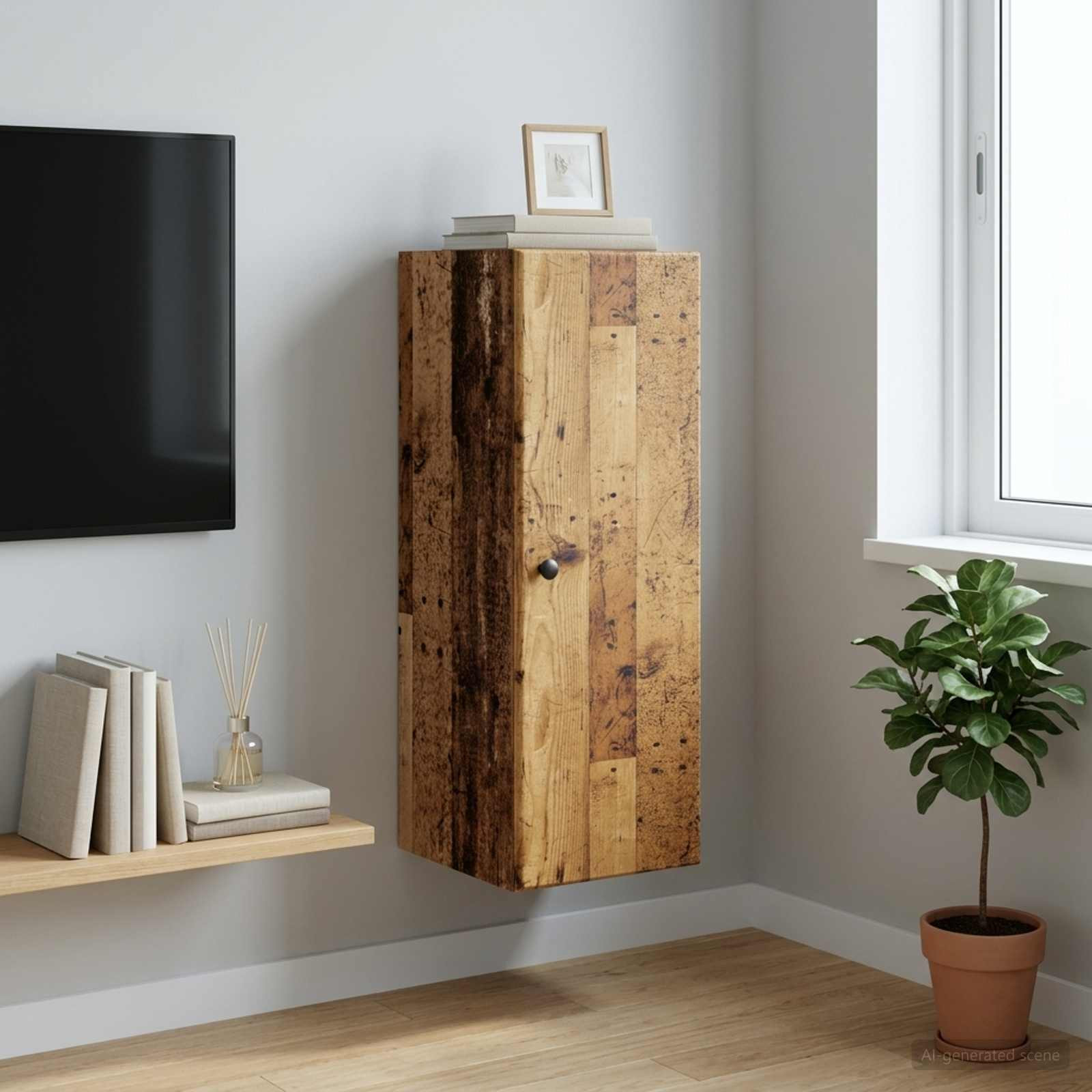 vidaXL Wandschrank Altholz 33 x 34,5 x 90 cm Holzwerkstoff