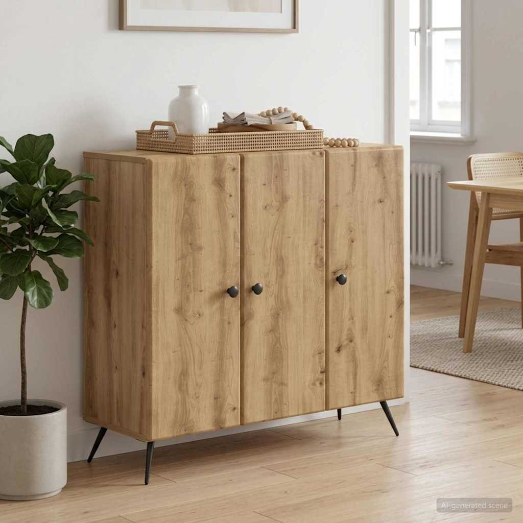 vidaXL Sideboard Artisan-Eiche 89 x 34,5 x 80 cm Holzwerkstoff