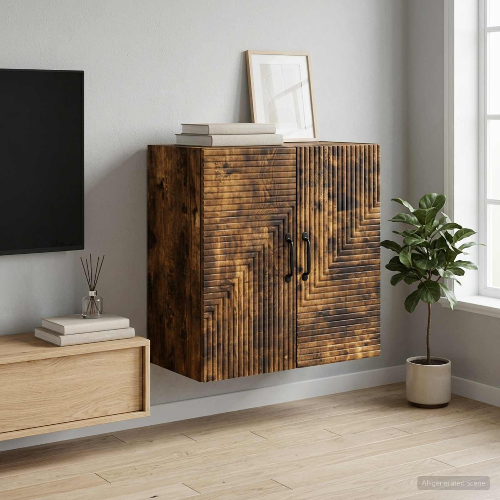 vidaXL Wandschrank Geräucherte Eiche 59 x 31 x 60 cm Holzwerkstoff