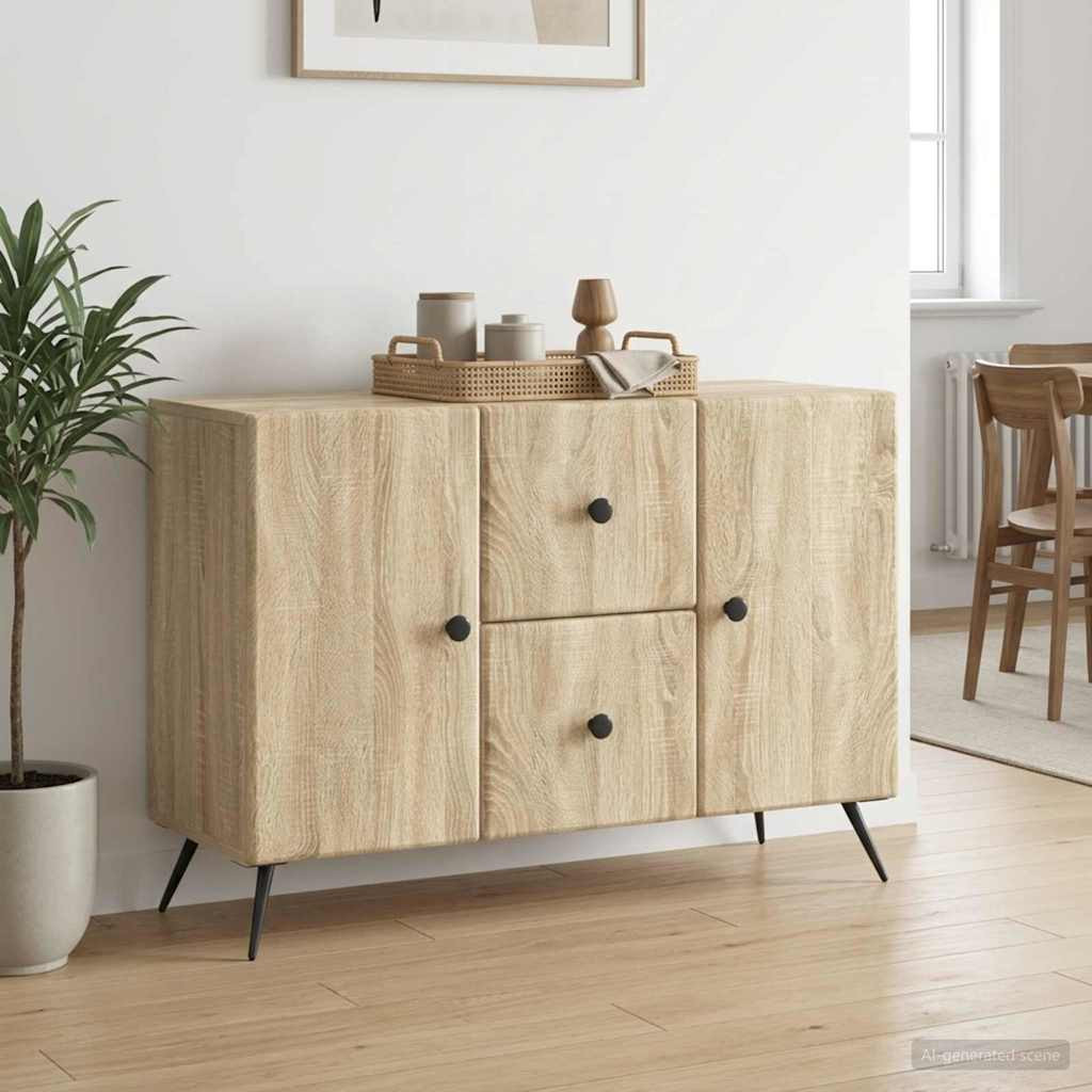 vidaXL Sideboard Sonoma-Eiche 89 x 34,5 x 60 cm Holzwerkstoff