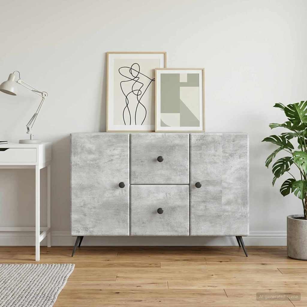 vidaXL Sideboard Betongrau 89 x 34,5 x 60 cm Holzwerkstoff